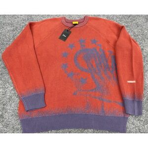 Dime Dyson Knit Sweater Men's XL Jacquard Star-Hand Graphic Crew Neck Pullover